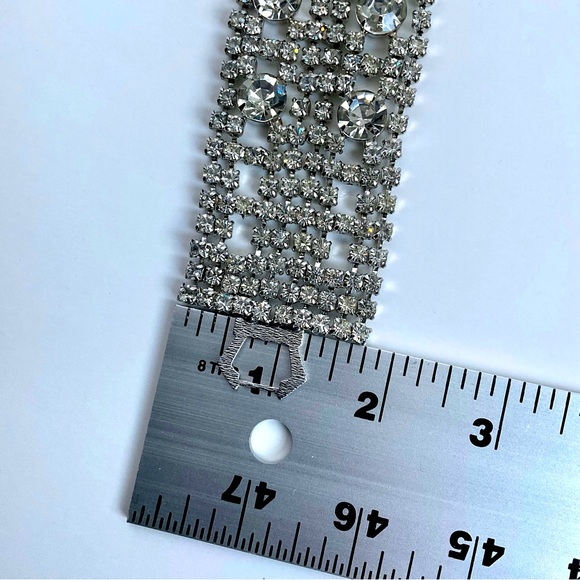 RHINESTONE CRYSTAL WIDE CUFF BRACELET - Picture 8 of 8